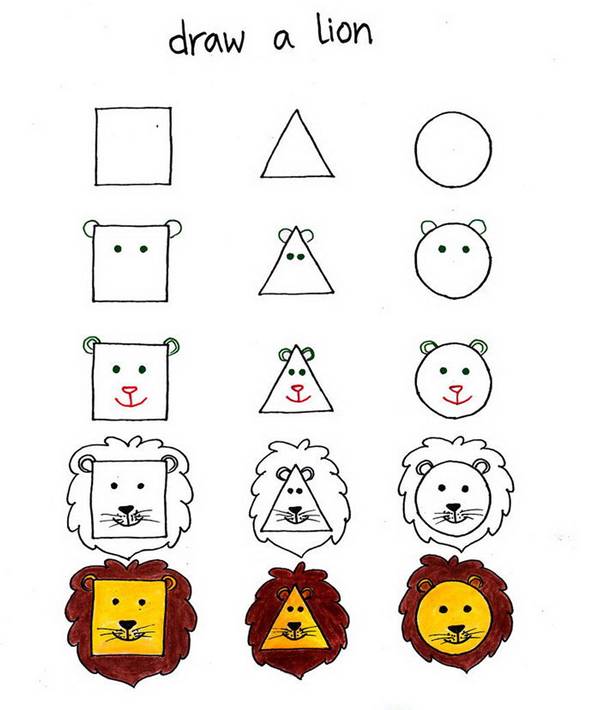 们如何用简单的几个图形,包括正方形,三角形,圆形,来画出可爱的小动物